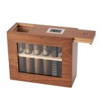 Cave à cigares premium en bois noble avec hygromètre digital et fenêtre de visualisation.