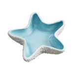 Cendrier céramique extérieur étoile de mer bicolore bleu et blanc texturé