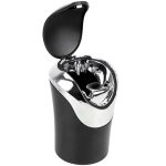 Cendrier voiture Xagor noir cylindrique avec LED, briquet intégré et couvercle anti-odeurs.