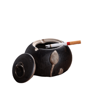 Cendrier anti-fumée en céramique – Antifumée, noir