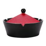 Cendrier anti-tabac en céramique noir et rouge, design chapeau chinois