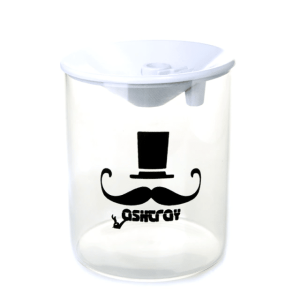 Cendrier anti-vent en verre – Moustache, blanc