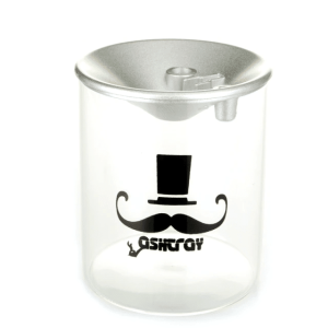 Cendrier anti-vent en verre – Moustache, gris