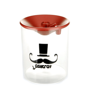 Cendrier anti-vent en verre – Moustache, rouge