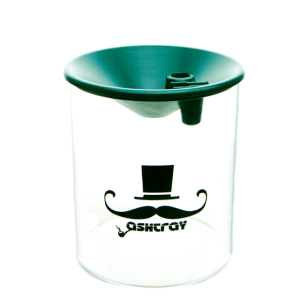 Cendrier anti-vent en verre – Moustache, vert