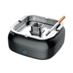 Cendrier carré moderne en acier inox et gris anthracite, aspire fumée et anti-odeur.