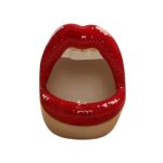 Cendrier céramique Lèvres Pulpeuses rouge vif, design bouche pop art laquée, fait main.