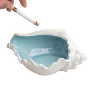 Cendrier coquillage – Buccin, blanc & bleu