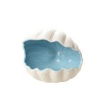 Cendrier céramique design coquillage crustacé blanc cassé, intérieur émaillé rose ou bleu.