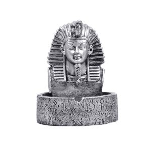Cendrier décoratif Pharaon égyptien en résine, buste Toutânkhamon bronze antique.