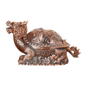 Cendrier Dragon de Bronze en acier, design Dragon-Tortue mythologique chinois refermable.