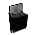 Cendrier extérieur mural noir en acier et métal robuste, design épuré.