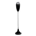 Cendrier extérieur sur pied en inox design noir mat et chromé, tige torsadée.
