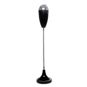 Cendrier extérieur sur pied en inox design noir mat et chromé, tige torsadée.