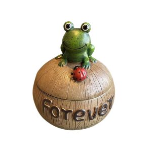 Cendrier hermétique anti-odeur grenouille Forever design bois vieilli avec coccinelle.