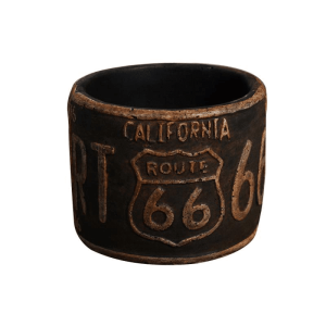 Cendrier résine Route 66 vintage, bouclier Californie en relief patiné.