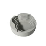 Cendrier Piscine design en céramique gris-blanc, motif ondulé sculptural moderne.