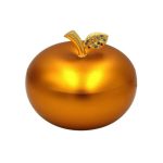 Cendrier fermé design Pomme d'Amour en aluminium rouge avec feuille dorée et strass.