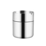 Cendrier voiture élégant en acier inoxydable 316L, forme cylindrique, compatible porte-gobelet.