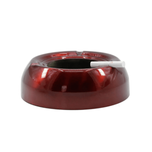 Cendrier rond en acier 'Vintage', design moderne, cuvette profonde et repose-cigarettes.