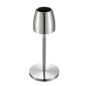 Cendrier sur pied extérieur inox réglable, design moderne et finition brillante.