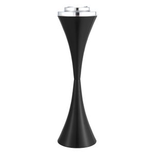 Cendrier sur pied vintage noir élégant, acier inoxydable et ABS pour extérieur.
