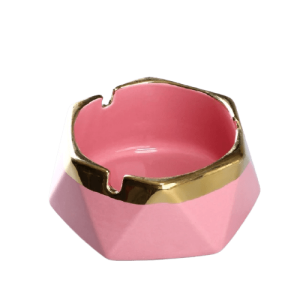 Cendrier de table – Or & noir, rose