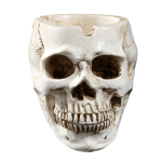 Cendrier blanc tête de mort mexicaine en résine, finition vieillie calavera détaillée