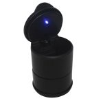 Cendrier voiture Lesdol noir mat cylindrique avec LED bleue, idéal pour porte-gobelet.