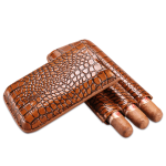 Étui à cigares luxe cuir de vachette façon croco, pour 3 cigares avec coupe-cigare.