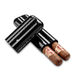 Étui à cigares CIGARLOONG en fibre de carbone noir, design élégant et brillant.