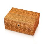 Humidificateur cave à cigare professionnel en bois exotique, cèdre, hygromètre numérique, serrure.