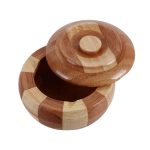 Cendrier de table élégant en bambou bicolore, design refermable et motif patchwork