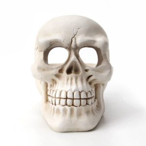 Cendrier tête de mort en résine – Crâne ouvert, blanc