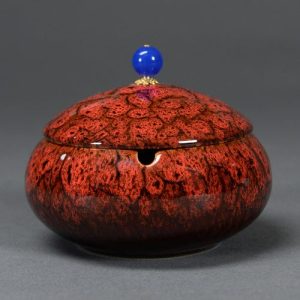 Cendrier rond en céramique avec couvercle – Bisma, orange