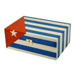 Cave à cigare cubaine en cèdre espagnol, design drapeau Cuba, hygromètre digital.