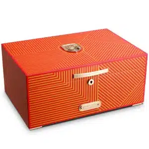 Cave à cigares en bois veiné – Lia, rouge orangé