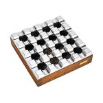 Cendrier cigare grille luxe en bois massif et aluminium, finitions or brossé ou argent poli.
