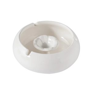 Cendrier marbré en céramique, blanc
