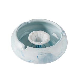 Cendrier marbré en céramique, bleu