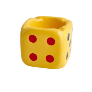 Cendrier en forme de dé – Dès de jeux, jaune