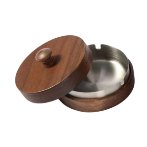 Cendrier en bois et inox – Crilkeo, argent