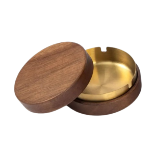 Cendrier rond en bois – Vlipei, or