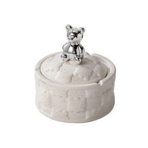 Cendrier ourson avec couvercle, blanc