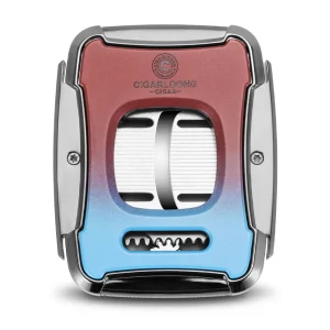 Coupe-cigare double lame en acier – Atypique, rouge et bleu
