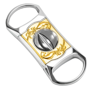 Coupe-cigare en V en acier – Espinnar, argent & or