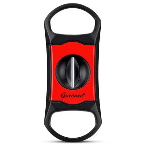 Coupe-cigare en V en acier inoxydable – Guevara, rouge
