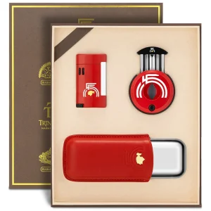 Coffret cigare avec briquet et coupe-cigare – Varela, rouge