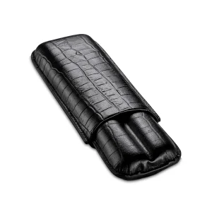 Étui à cigares en cuir façon crocodile – Zeep, noir