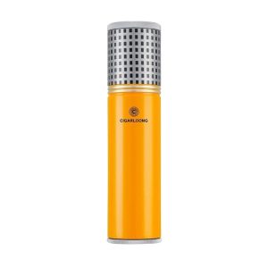 Étui à cigares en acier avec hygromètre, orange